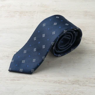 ひし形織柄 ネイビーネクタイ