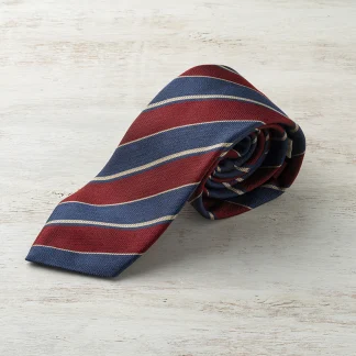 ヘリンボーンストライプネクタイ(ネイビー×バーミリオン)