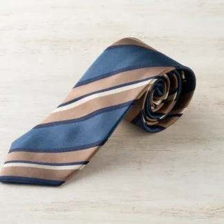 レジメンタルネクタイ（ネイビー×ライトブラウン×ホワイト）