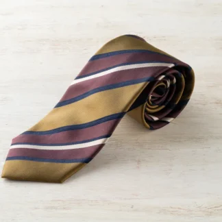 レジメンタルネクタイ（ゴールドー×ボルドー×ホワイト）