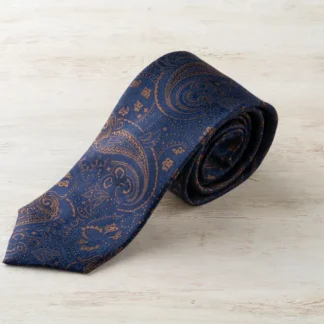 ネクタイ(ネイビー×ゴールド/ペイズリー)