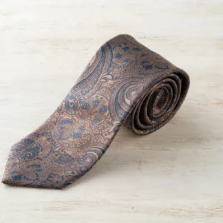 ネクタイ(ゴールド×ネイビー/ペイズリー)