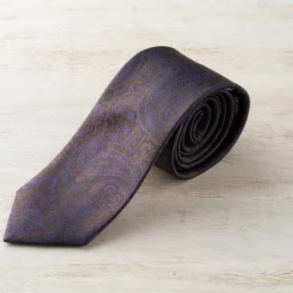 ネクタイ(パープル×ブラウン/ペイズリー)